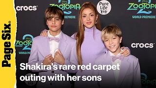 Shakira and her sons match in purple during rare red carpet outing at 'Zootopia 2' premiere