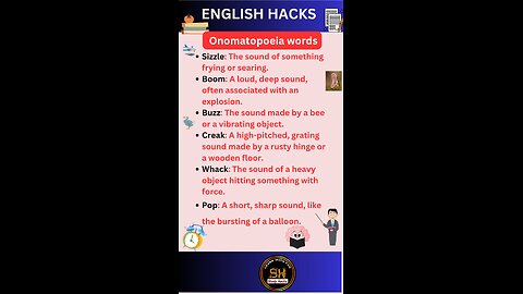 Onomatopoeia words you must know it 02 ।spoken English #studyhacks123 #english #onomatopoeia