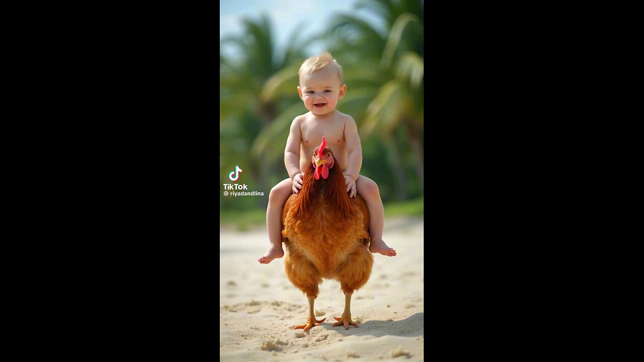 Baby with chicken 🤣