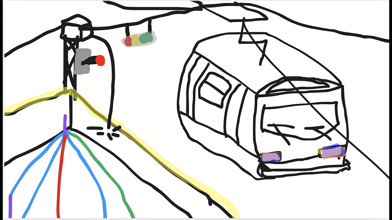 A Drawing Of a CableCar With windshield wipers