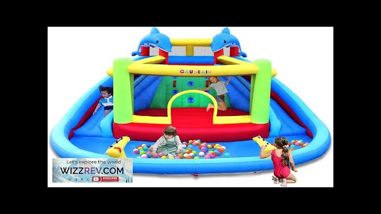 Inflatable Bounce House with Double SlideDolphin StylingSplashing PoolDouble Water Review