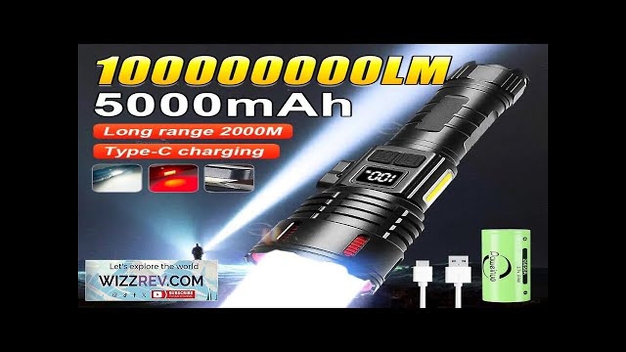 2024 1000000LM High Power Rechargeable LED Flashlight Work 26H Illumination 2000M Ultra Review