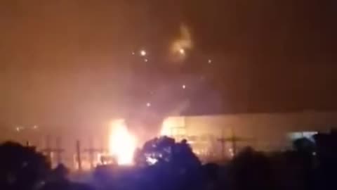 Footage of strikes at an energy facility in Kyiv