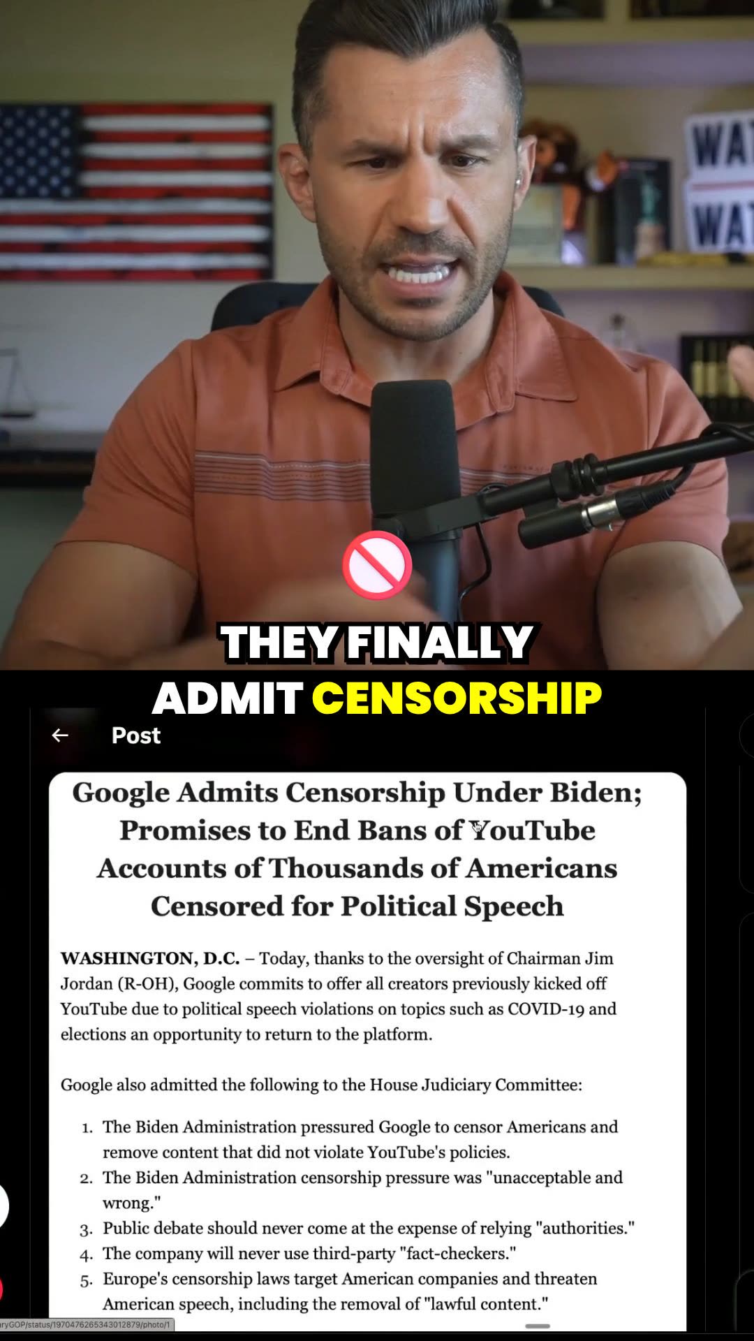 Google ADMITS To YouTube Censorship Under Biden