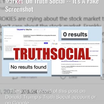 Fact Check: Donald Trump Did NOT Write 'I Don't Care About The Stock Market' On Truth Social