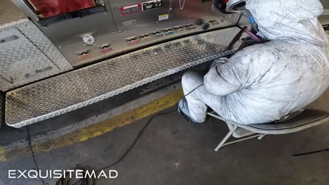 Polsihing all the Diamond Plate on a Fire Truck for the Foley AL Fire Department EXQUISITEMAD®