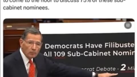 Democrats filibustering Trump administration SUB cabinet appointments.