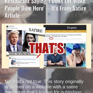 Fact Check: Gordon Ramsay Did NOT 'Boot' Lia Thomas Out Saying 'I Don't Let Woke People Dine Here'