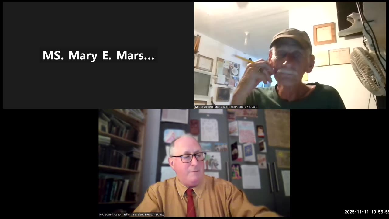 R&B Monthly Seminar: R&B Intelligence Fellowship (Episode #1 -- Tuesday, November 11th, 2025). Co-CHAIRS: MR. Bruce Brill (ERETZ YISRAEL/Land Of Israel), MS. Mary Marshall (Old Fort, North Carolina, U.S.A.)