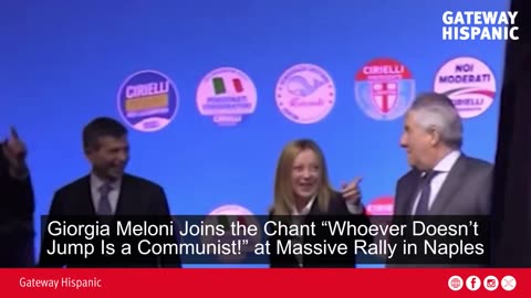 Giorgia Meloni Joins the Chant “Whoever Doesn’t Jump Is a Communist!” at Massive Rally in Naples
