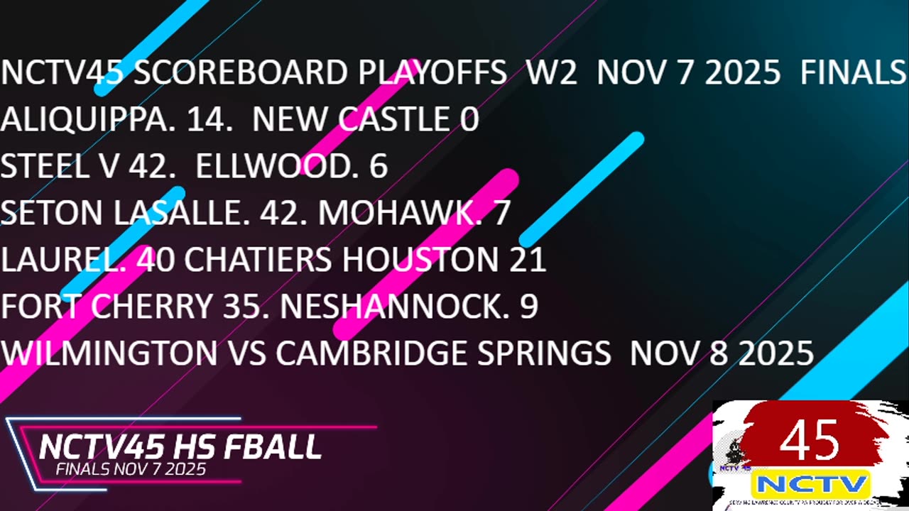 NCTV45 SCOREBOARD PLAYOFFS W2 NOV 7 2025 FINALS