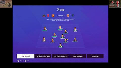 Sports Pitch Soccer 2025-2026: Game #42 [Manchester United F.C. vs. West Ham United F.C.]