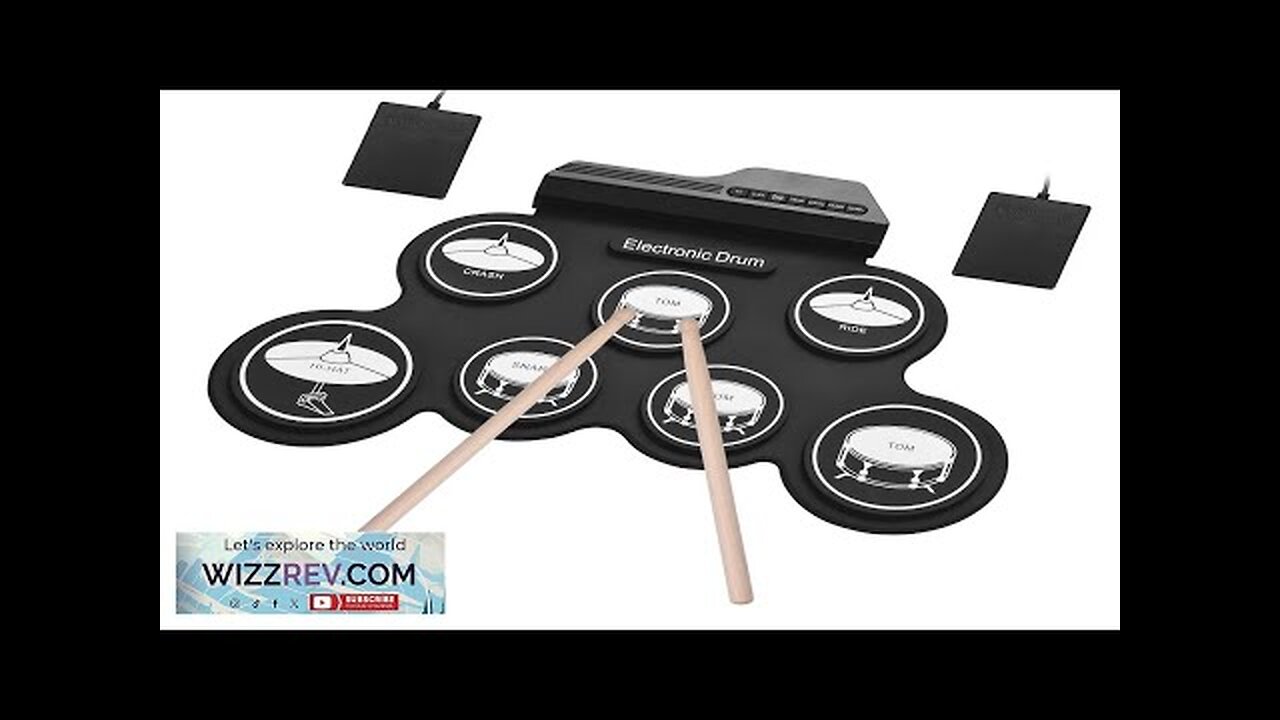 Electronic Drum Kit USB Roll-Up Silicon Drum Set Digital 7 Drum Pads Review