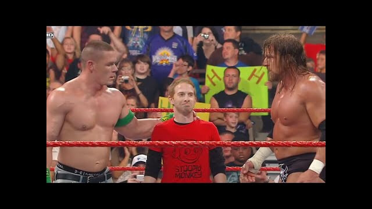 Seth Green, John Cena & Triple H vs. The Legacy Raw, July 13, 2009 - WWE