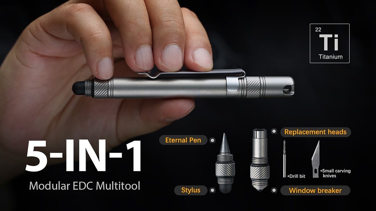 The OmniPen Titanium Pocket Tool with 5 Smart Functions by MIH