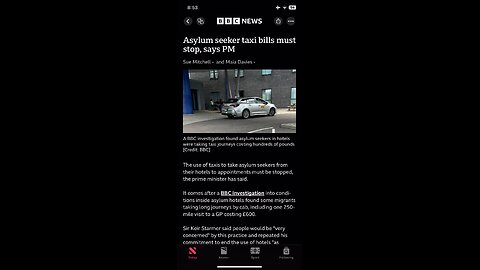 BBC news : Asylum seeker taxi bill 26/09/2025 