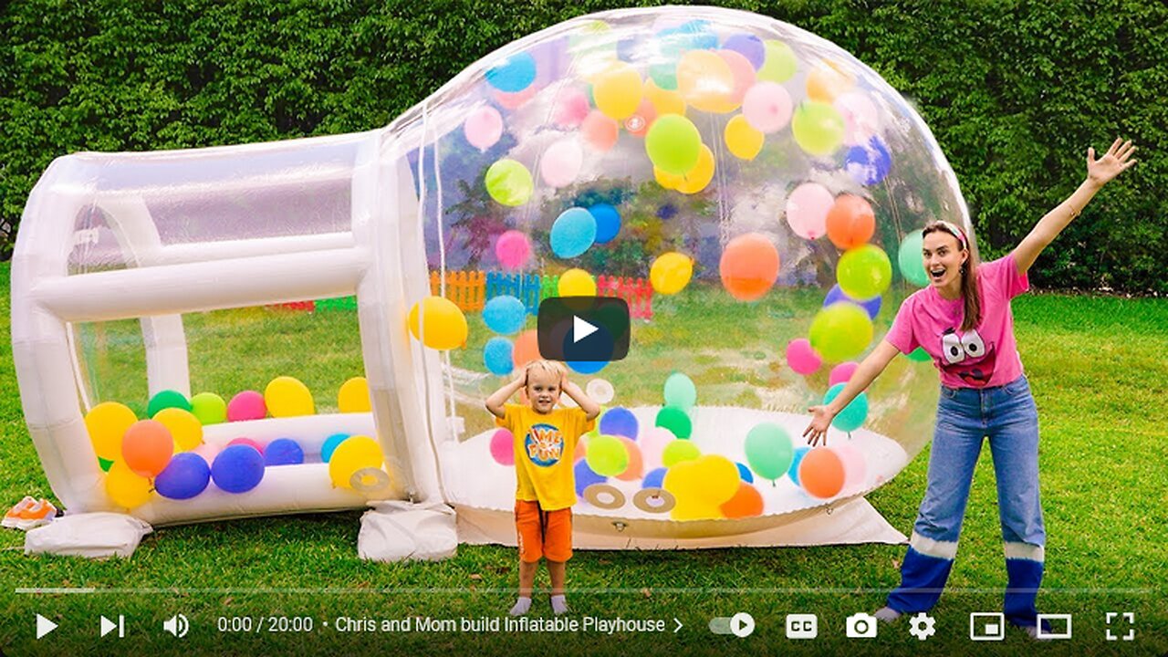 Chris and Mom build inflatable playhouse and other funny stories for kids