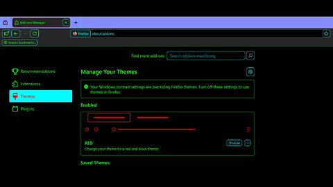 firefox bug Fix add on themes not working in latest updates v146 with Windows 11 Contast Themes On