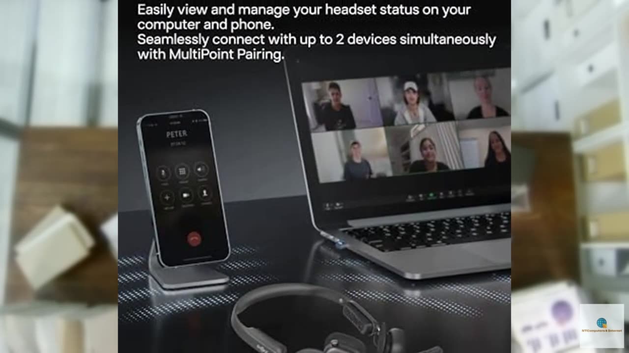 SHOKZ New OpenMeet - Open-Ear Bluetooth Computer Headset, Noise Cancelling Mic +