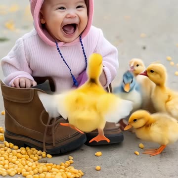 Funny video of a child laughing out loud when he sees a baby duck flying video skc.com photo 43