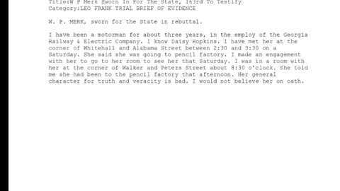 W P MERK, Sworn In For The State, 163rd To Testify