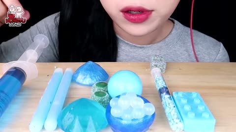 ASMR Indulging in Mesmerizing Blue Desserts – Snowball Marshmallow