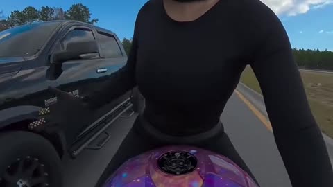 Girl on bike gets pied