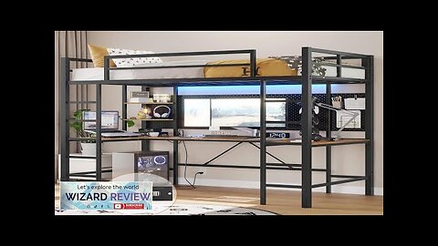 DICTAC Twin Size Loft Bed with U Shaped Desk and Led Lights Review