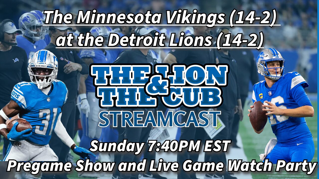 Sunday Night - 7:45 PM EST - Detroit Lions host the Minnesota Viking - Pregame and watch party!