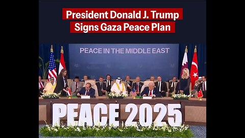 历史性的时刻：川普总统与卡塔尔、埃及和土耳其领导人共同签署了《加沙和平计划》，以促进中东和平