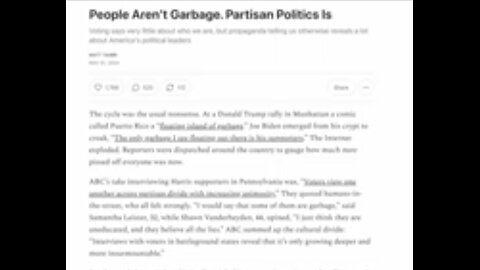 Matt Taibbi ~ People Aren't Garbage Partisan Politics Is