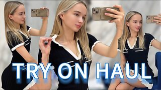 [4K USA] Fashion Haul – Elegant Black & White Dress Try On