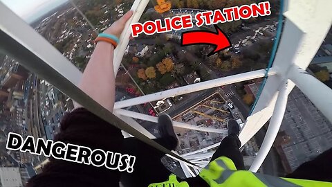 INSANE CRANE CLIMB NEXT TO POLICE STATION *testing the hi viz*