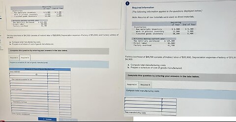 Accounting Help: Factory overhead of $41,700 consists of Indirect labor of $20,900, Depreciatio n