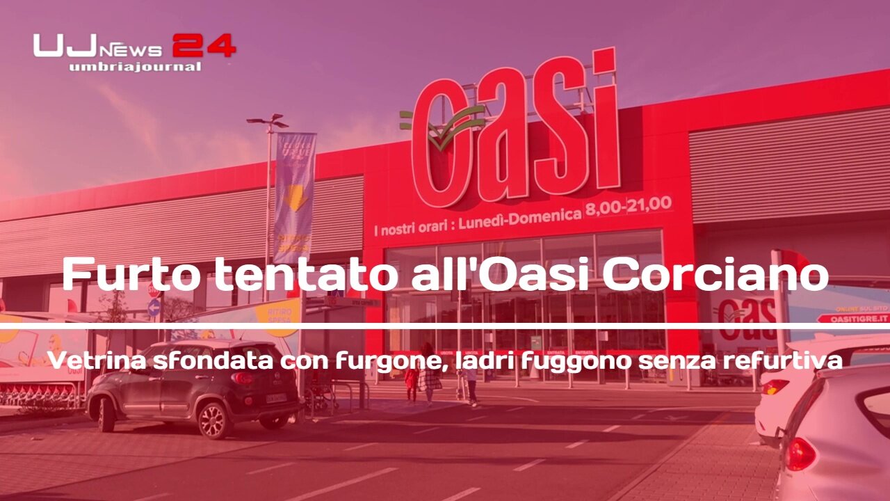 Furto tentato all'Oasi Corciano Vetrina sfondata con furgone, ladri fuggono senza refurtiva