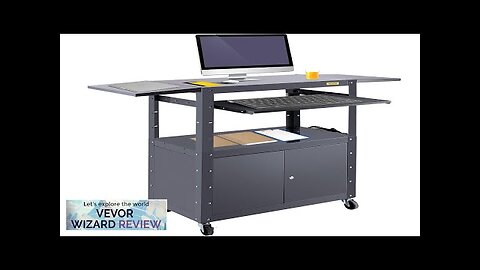 VEVOR AV Cart 27-41 inch Height Adjustable Media Cart with 2 Drop Review