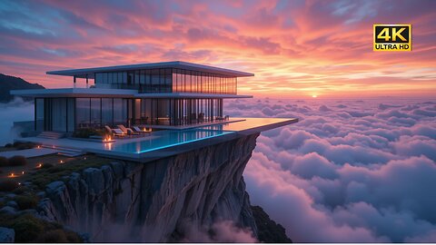 "Infinity Pool at Sunset | Dreamy Luxury Living Above the Clouds"