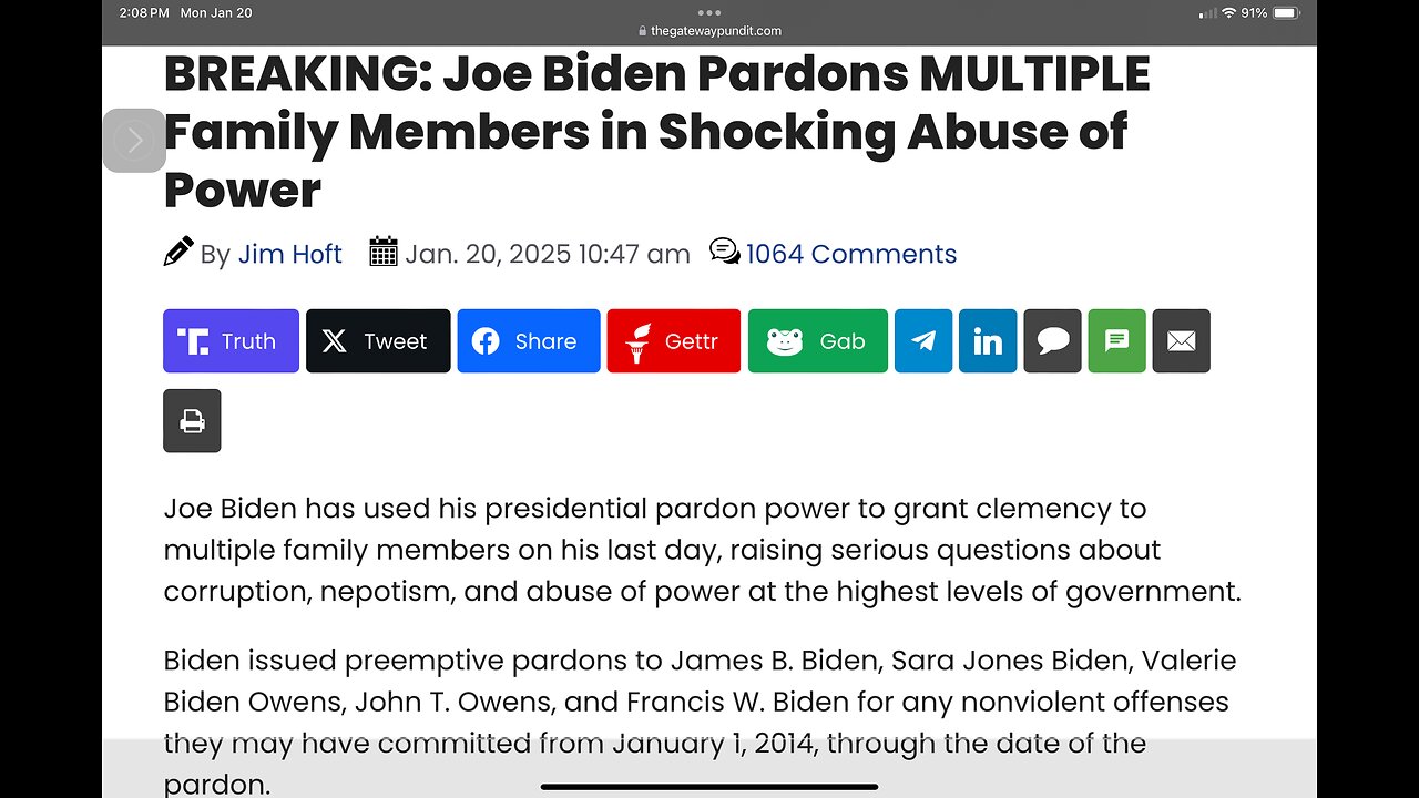 BREAKING: Joe Biden Pardons MULTIPLE Family Members in Shocking Abuse of Power