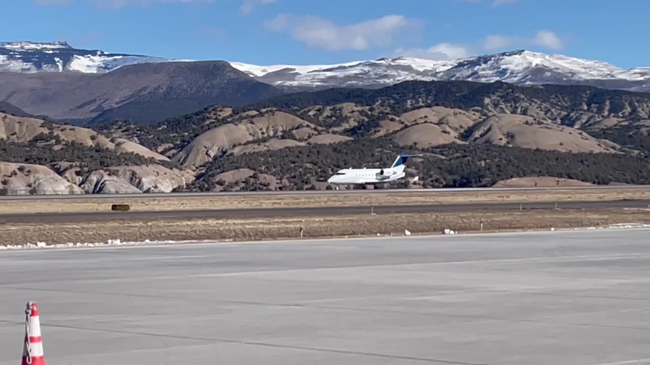 Jet takeoff over mountain