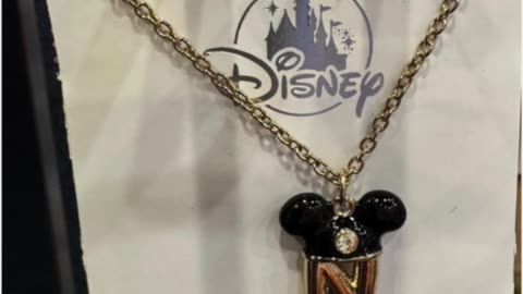 Disney Parks Mickey Mouse Ears Letter N Gold Color Necklace #shorts