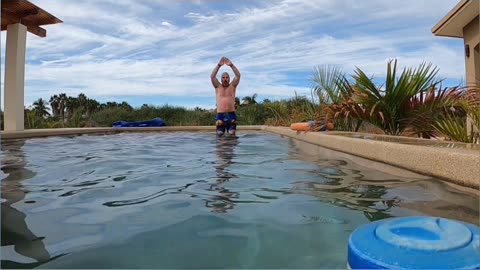 Chilling Pool Dip_ Watch His Epic Cold Water Reaction! #mexico