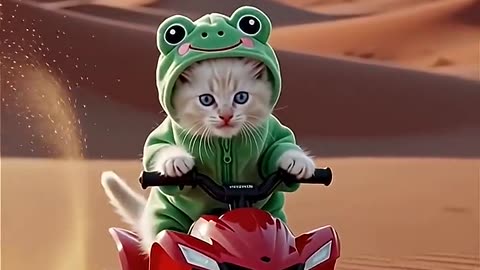 This ATV Cat is the King of Off-Road! 👑#cat #cute #cats #frog