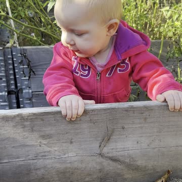 Tiny hands, big curiosity 🌱 Baby Kayla is gardening and loving it!