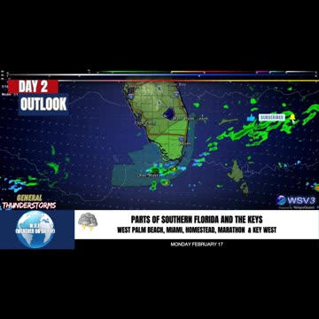 ⛈️ Thunderstorms Possible Over S. FL & Keys: 2/16/25 #shorts #weather