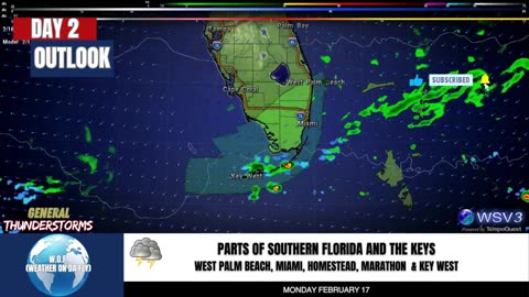 ⛈️ Thunderstorms Possible Over S. FL & Keys: 2/16/25 #shorts #weather