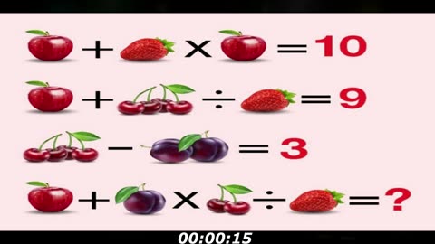 Red fruits puzzle: Apple, strawberry, cherry and plum... Keep thinking, you got this!