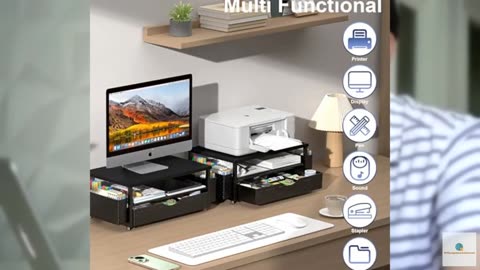 Desk Organizer and Accessories, Computer Monitor Stand Riser with Drawer and 2 P