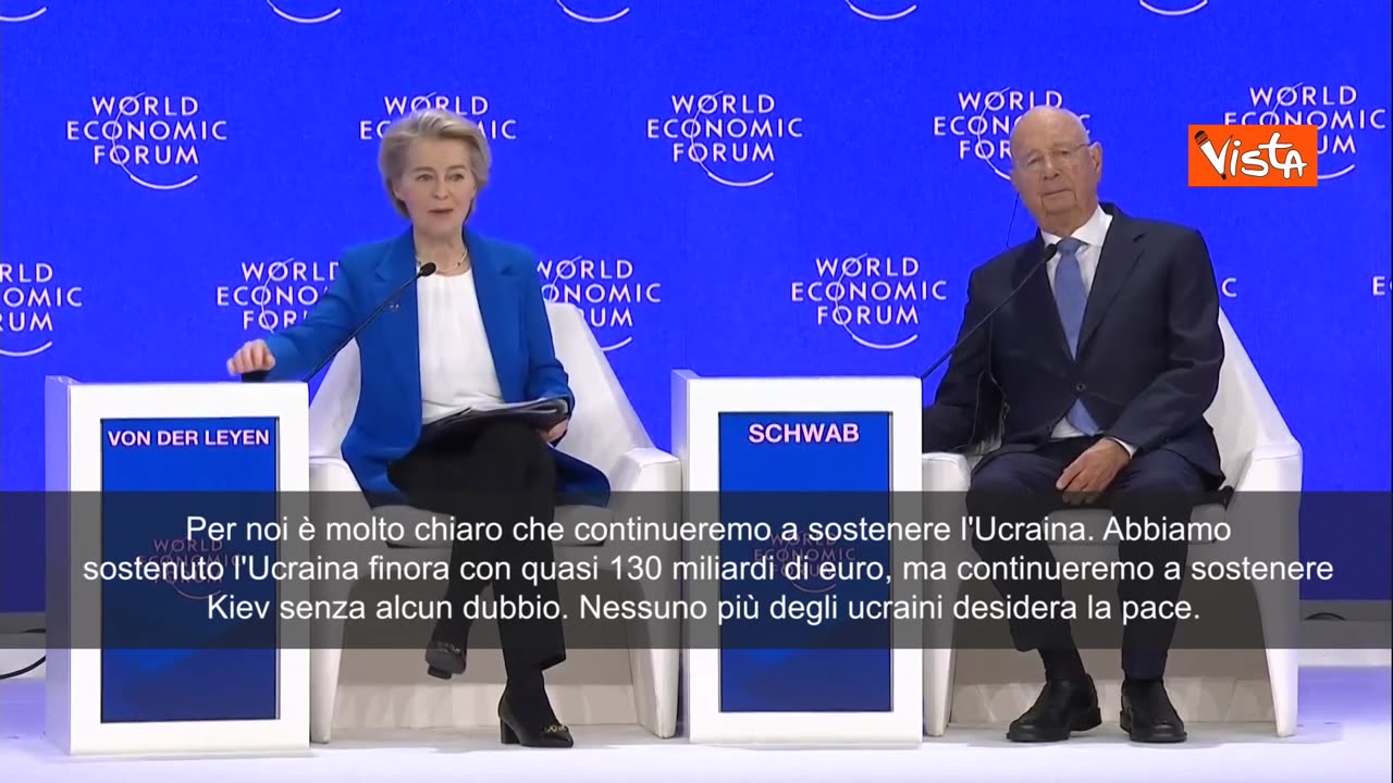 NOTIZIE DAL MONDO Von der Leyen con Klaus Schwab al World Economic Forum di Davos,in Svizzera 2025:'Continueremo a sostenere l'Ucraina,abbiamo sostenuto l'Ucraina finora con quasi 130 miliardi di euro'...Europei volete morire?