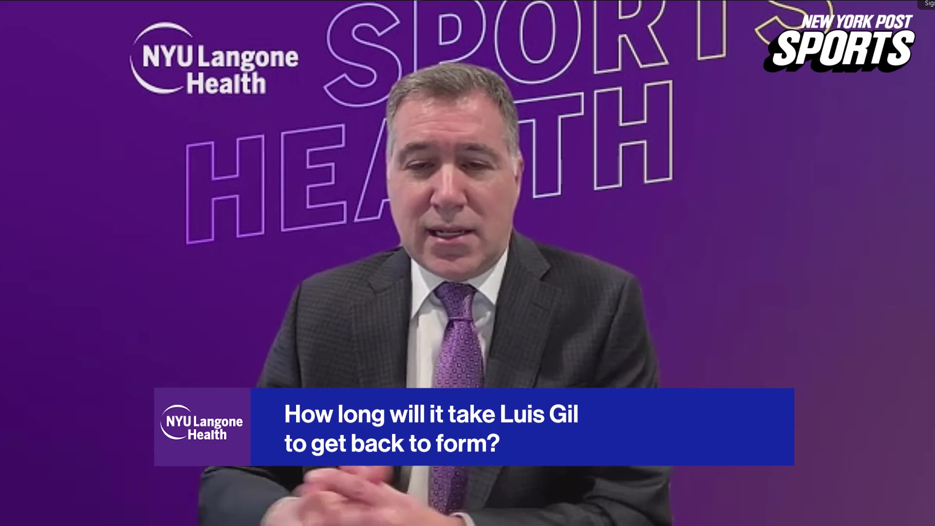 NYU Langone's Mark Harrison, MD, explains Luis Gil's recovery process from a high-grade right lat strain