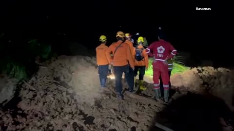 Rescuers race to find survivors following deadly landslide in Indonesia